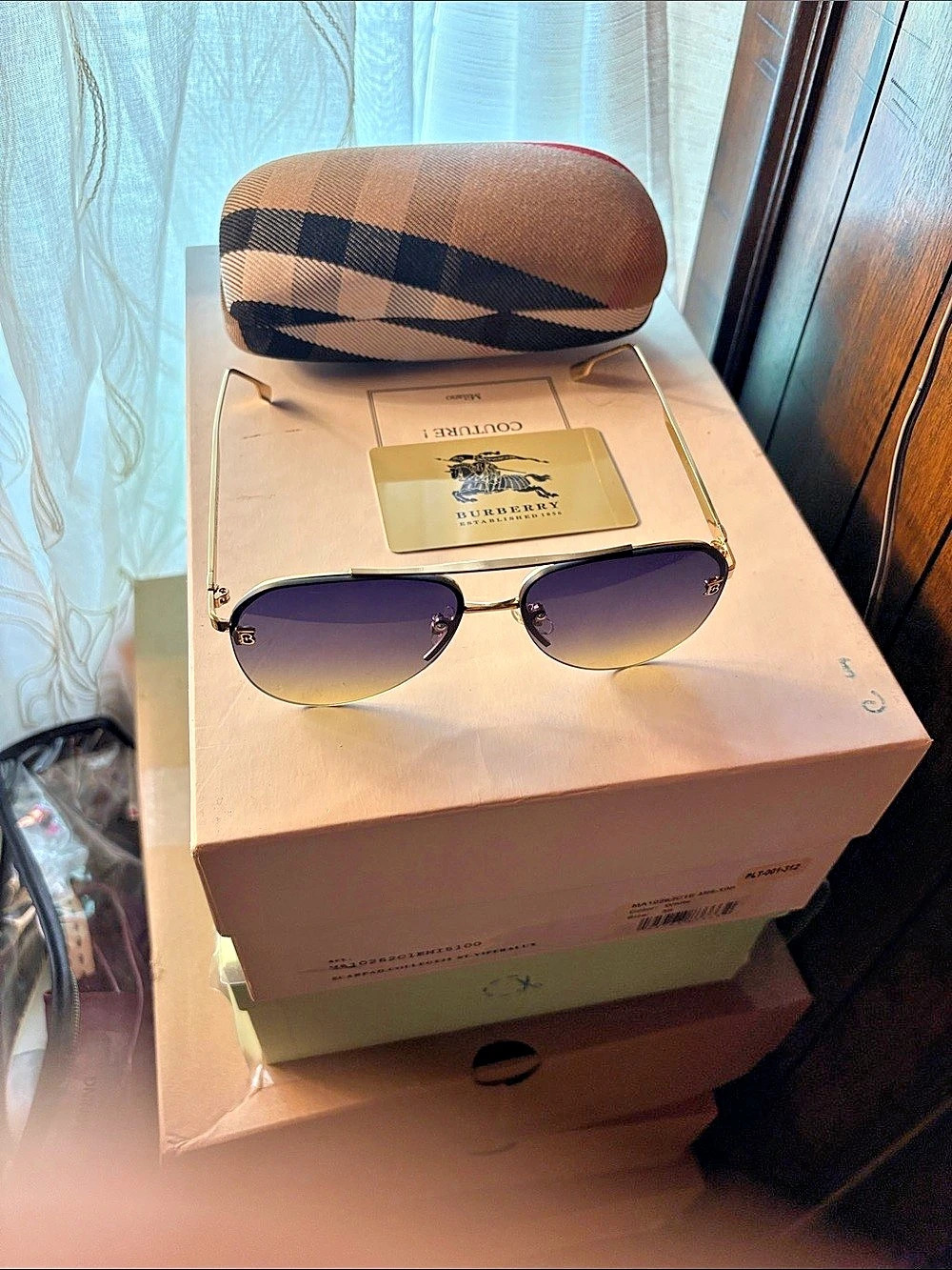 Burberry Aviator Sunglasses in Brown & Black Like New